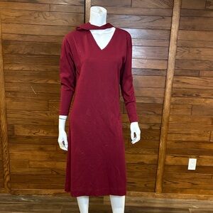 Elegant Long Sleeve Burgundy Dress